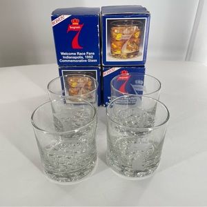 4 Seagrams Race Fans Indianapolis 1992 Highball Glasses Barware